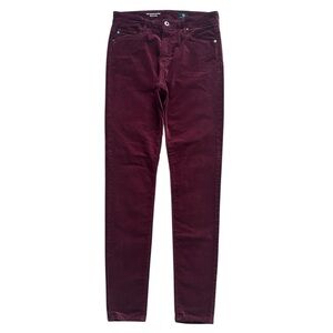 AG Adriano Goldschmied Farrah Skinny Jeans 28 Burgundy Corduroy Pants